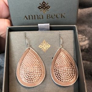 NWOT Anna Beck Rose Gold Teardrop Earrings